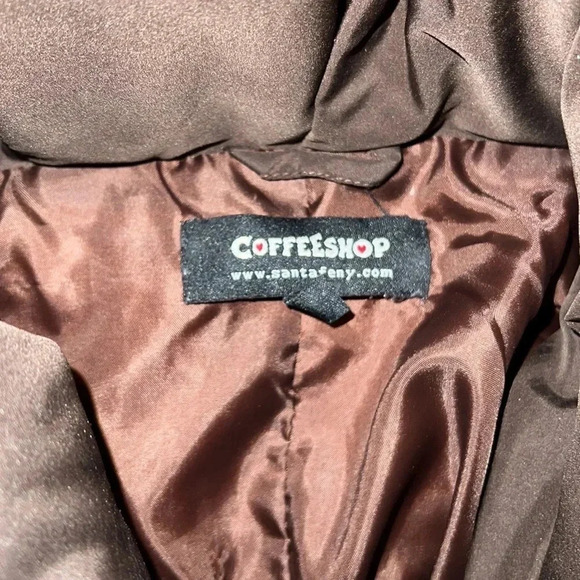 Coffee shop chocolate brown puffer down  jacket Sz L - Picture 5 of 16